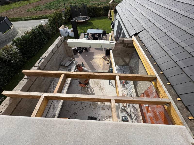 solivage bois d'un agrandissement de maison